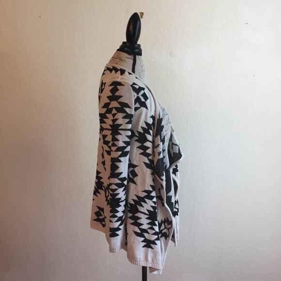 INC S cardigan black white sparkle rhombus cotton cozy - Picture 4 of 5